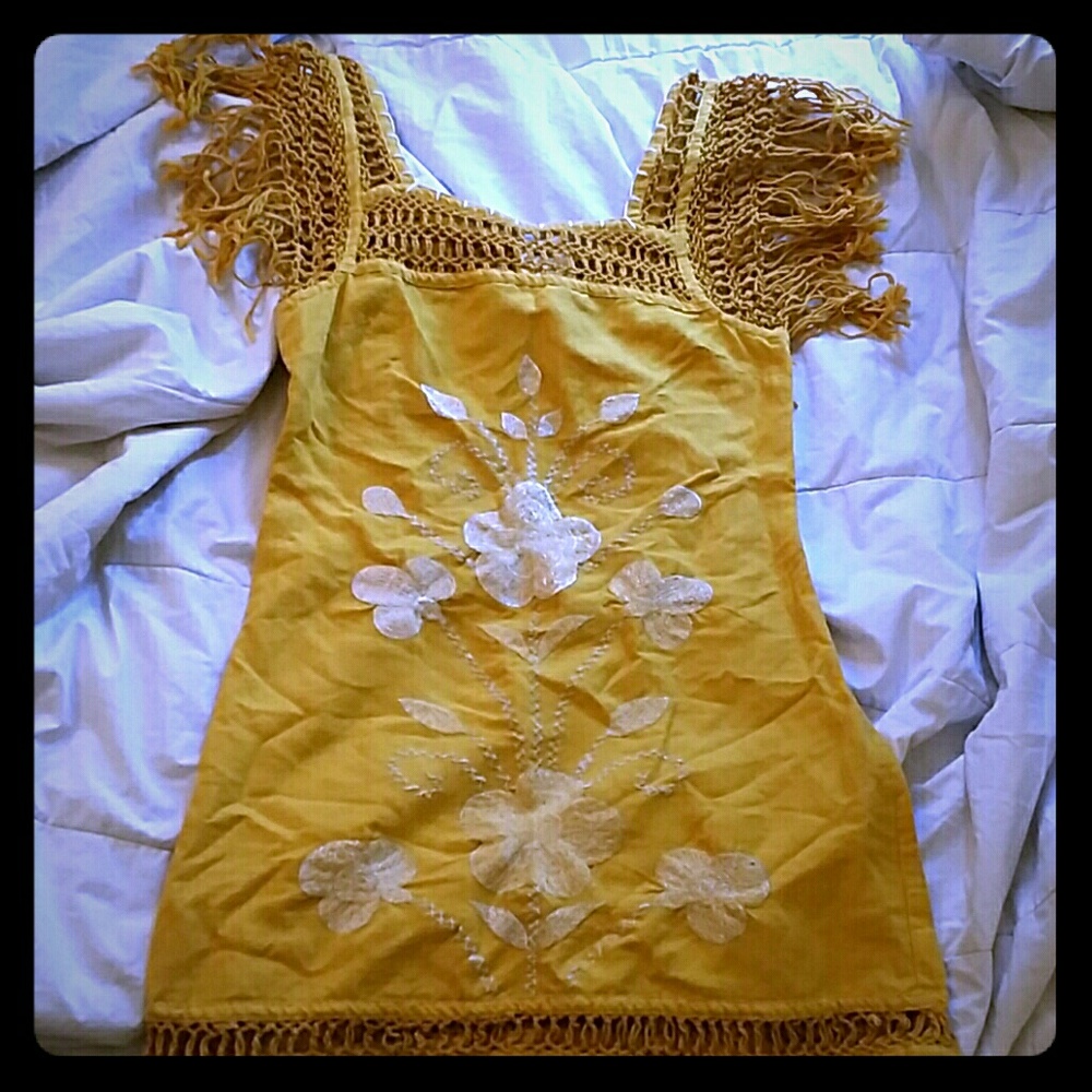 Free People mustard yellow hippie dress ..
